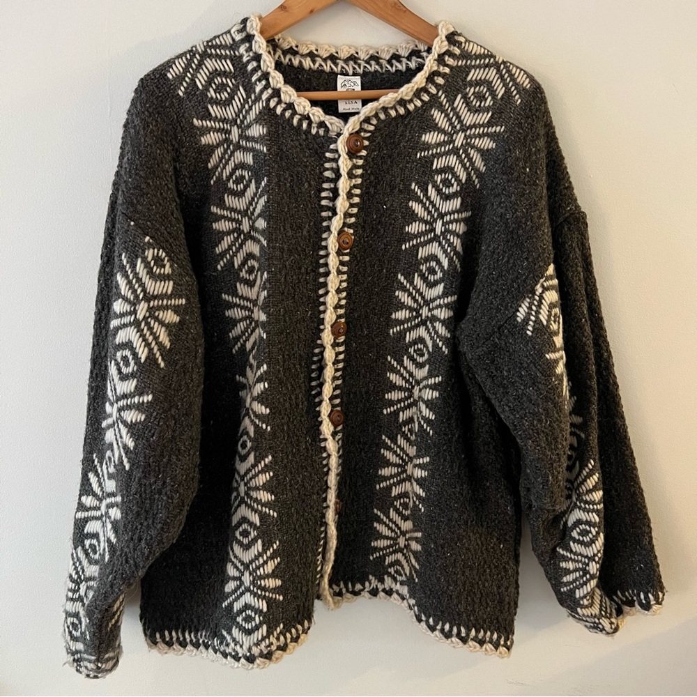 Handmade Wool Winter Cradigan Sweater Made in Ecuador